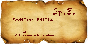 Szászi Béla névjegykártya
