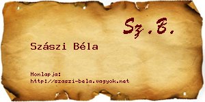 Szászi Béla névjegykártya